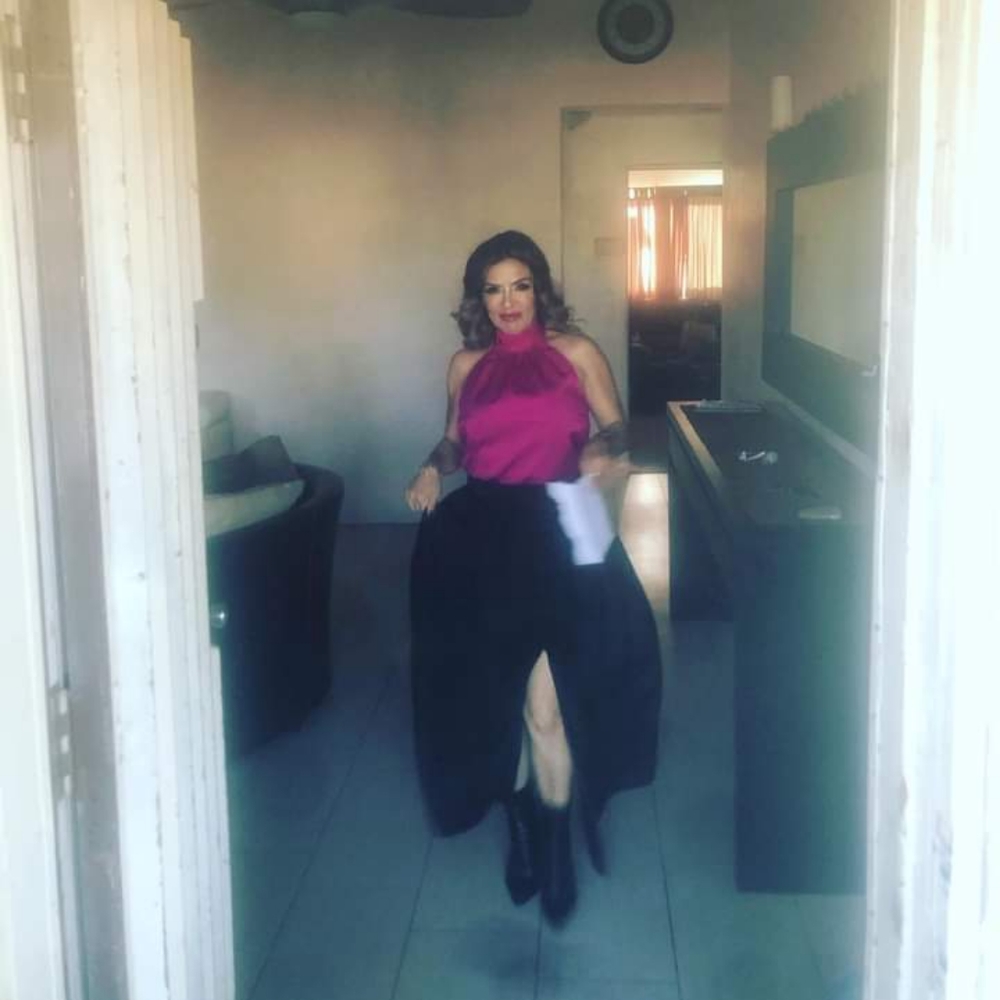 Long skirt and halter blouse